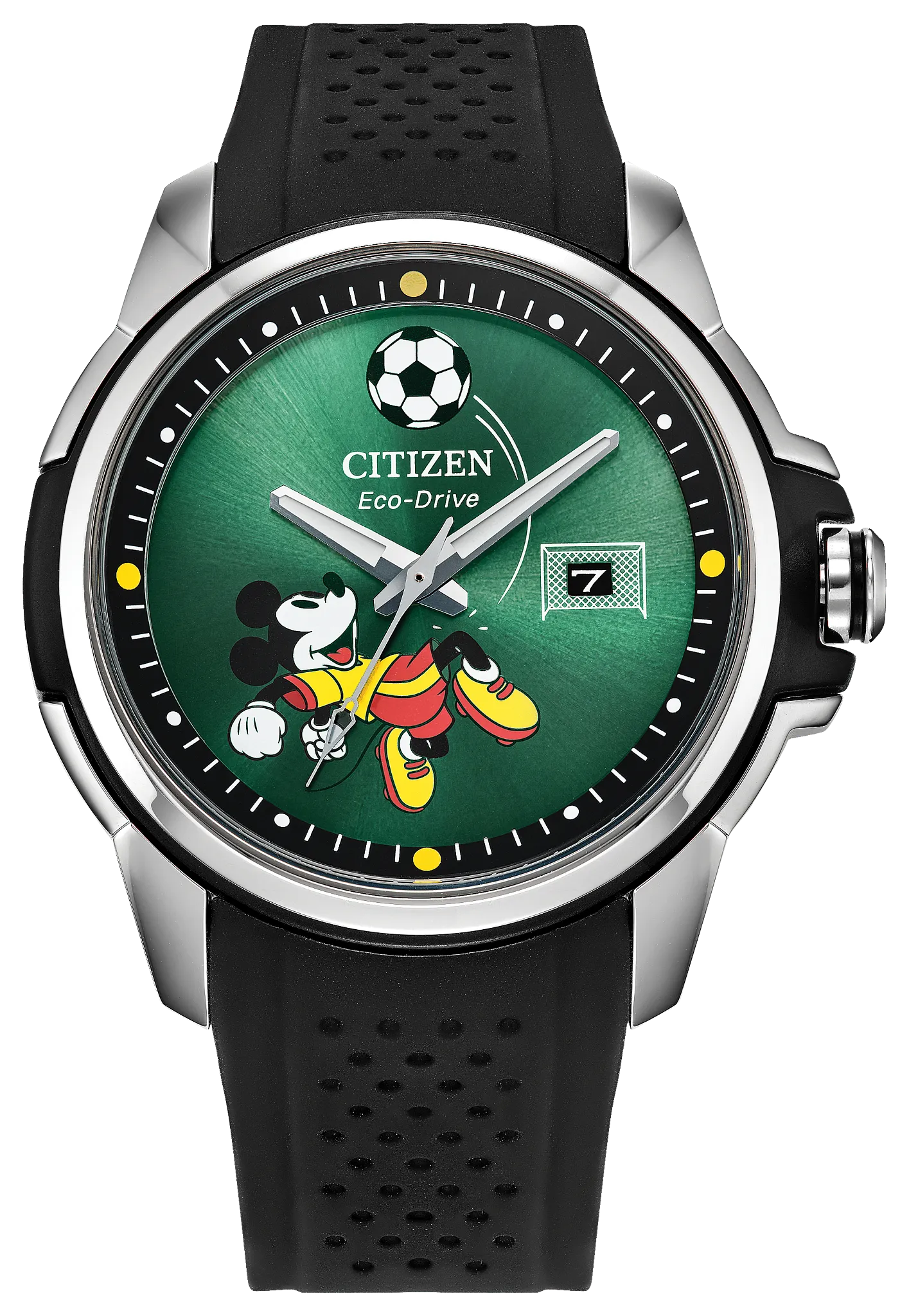 Mickey Soccer World Cup Green Dial Silicone Strap AW1656-08W | CITIZEN